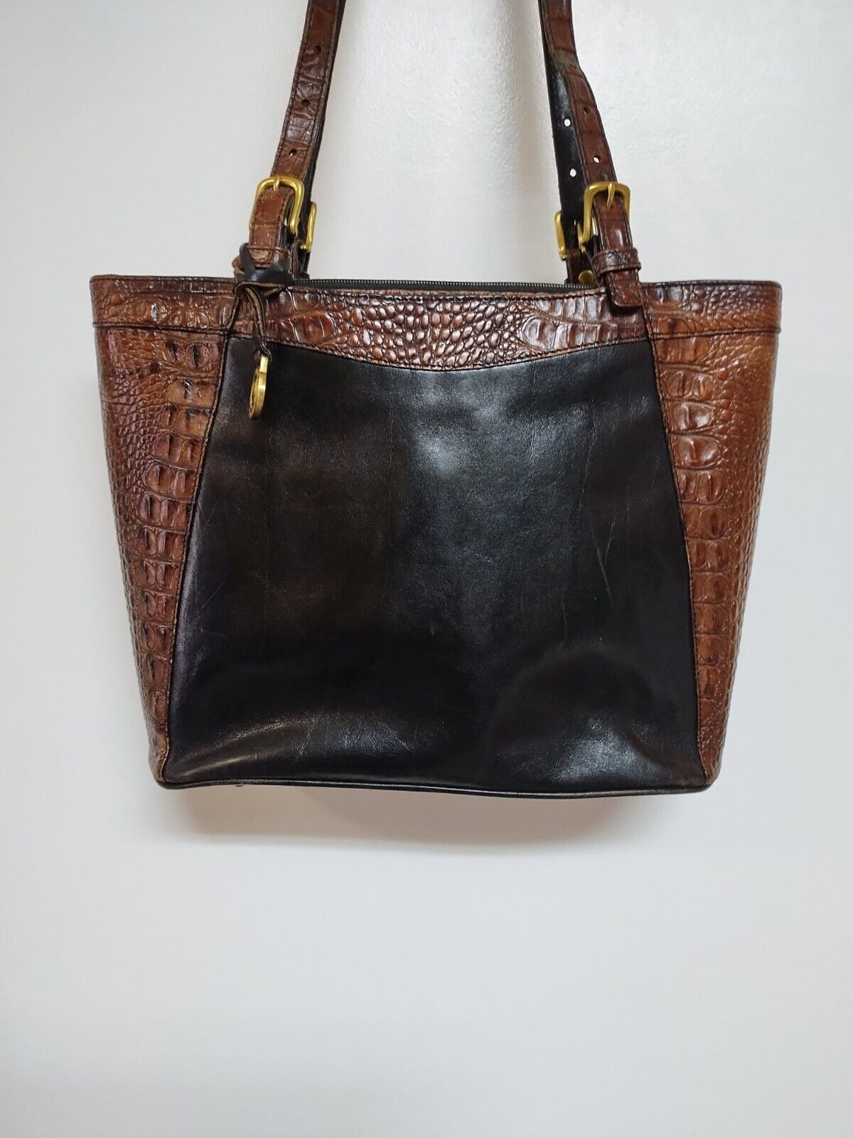 brahmin handbags vintage leather Brown Crocodile … - image 1