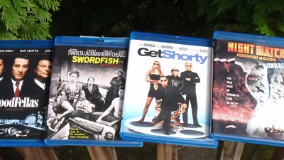  4 BLUE RAY DISC VIDEO MOVIES SWORDFISH GOODFELLAS GET SHORTY NIGHT WATCH