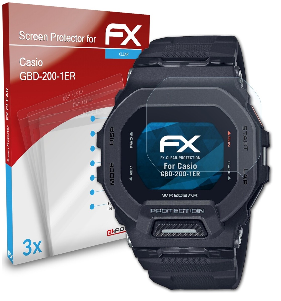 AtFoliX Hybrid-Glass Panzerfolie Für Casio GBD-100 - 9H Härte, Kratzfest, Nahezu Unsichtbar, Made In Germany