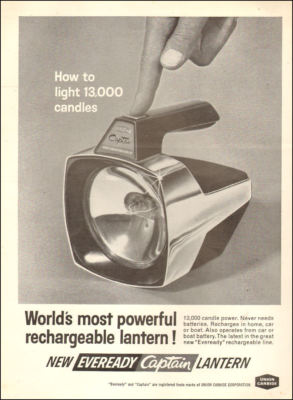 1971 vintage AD EVEREADY CAPTAIN LANTERN , rechargeable flashlight