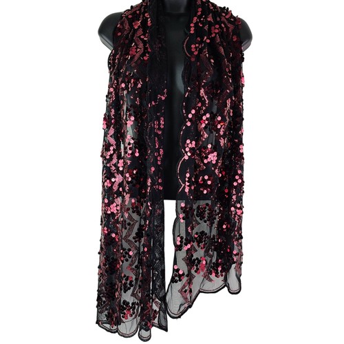 Joan Rivers rot Pailletten verziert Abend Schal Halstuch 68"x21"