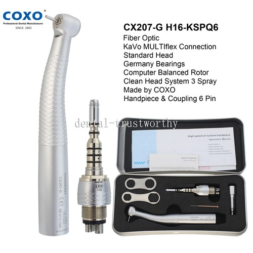 Turbina de mano de fibra óptica dental COXO CX207-G para acoplamiento KAVO Sirona NSK - Imagen 14 de 32