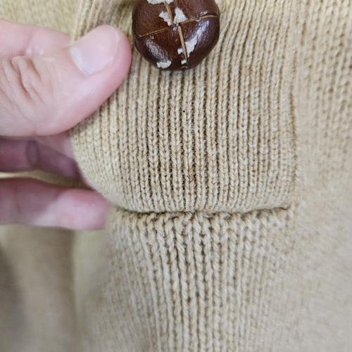 Barbour Camel Chelsea Button Neck Sweater Lambswool Embroidered Logo Mens Sz M - Picture 10 of 15