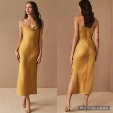 BHLDN Sachin & Babi Cali Golden Rod Cowl Neck Sleeveless Satin Slip Midi Dress 8