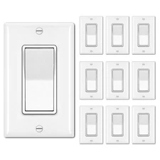 Paquete de 10 interruptores de luz decorativos unipolares con placa de pared