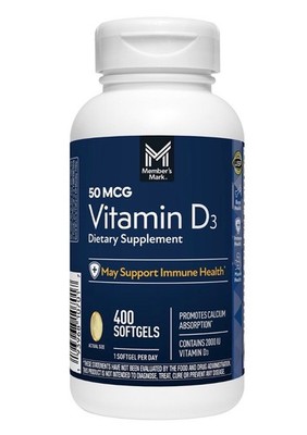 Member's Mark Vitamin D3 2000 IU Dietary Supplement (400 ct.) D3