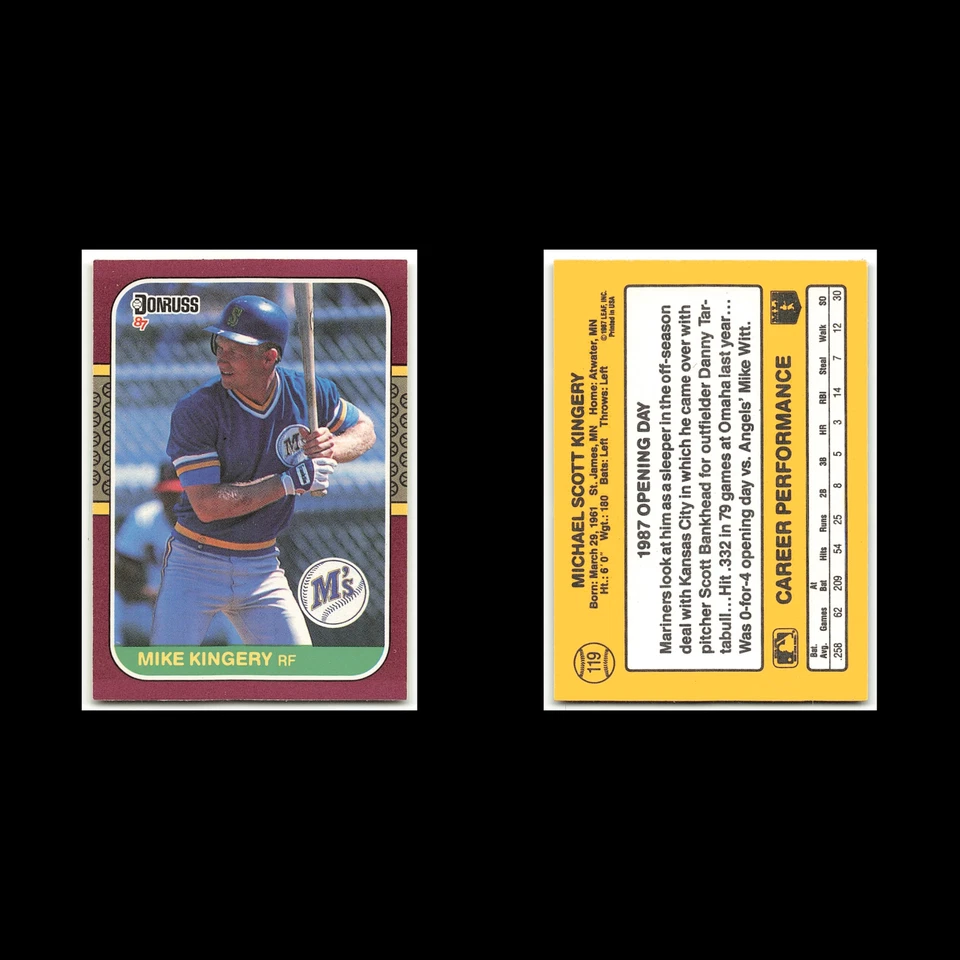 Mike Kingery #119 1987 Donruss Opening Day Seattle Mariners Baseball Card MLB NM - Image 3 of 3