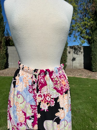 Pigiama Natori Geisha set 2 pezzi donna M nero stampa geisha multi floreale $88 nuovo con etichette - Foto 10 di 11