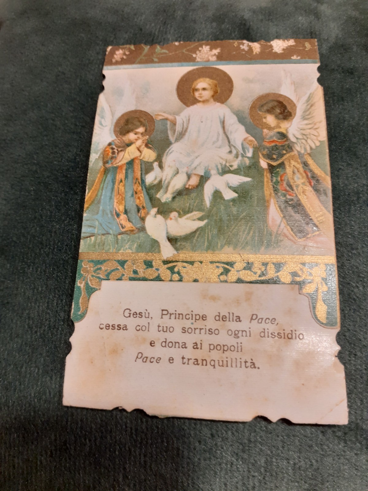 Santino Mediolani 1914 Fustellato: Preghiera a GESÙ BAMBINO.