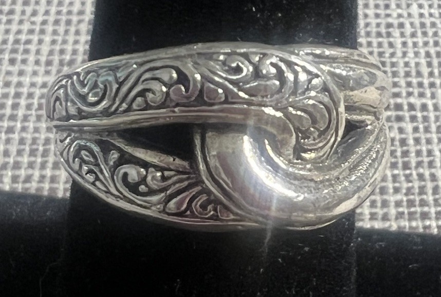 Sterling Silver 925 Size 7 Patterned Ring From Ba… - image 1