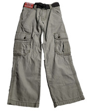 Wrangler Boy's 8 Slim Khaki Cargo Pants Adjustable Waist Belted NEW NWT