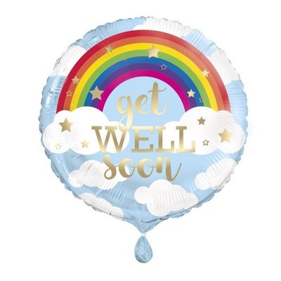 Unique Party - Regenbogen - Folienballon ''Get Well Soon'' - Folie (SG34476)
