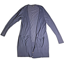Eileen Fisher Women  s 1X Navy Long Cardigan Italian Yarn Knit Button Front