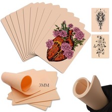 10Pcs Tattoo Practice Skin 7.4 5.6'' Skins 3MM 10PCS-3MM, Clear