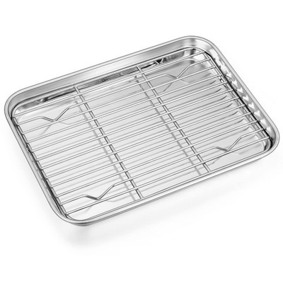 9 Inch Stainless Steel Baking Sheet Pan with Cooling Rack Set Oven Tray