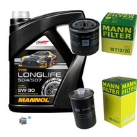 Mann Inspektionspaket 5L Mannol Longlife 504/507 5W-30 FüR Audi 80 1.8 S 2.0