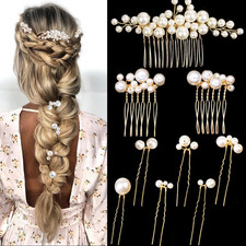 9PCS Gold Wedding Bridal Pearl Hair Pins Clips Vintage Hair Headpiece Jewelry fo