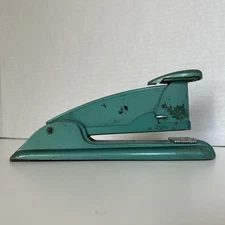 Vintage Swingline #4 Speed Stapler Teal Green 8" Metal MCM Office Desk Tested Wo