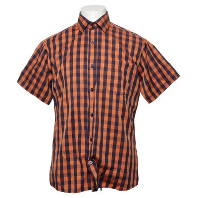 SRM'S, Kurzarmhemd, Größe: M, Orange/Blau, Baumwolle/Polyester, Karo #cnO