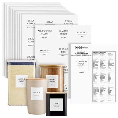 Talented Kitchen Pantry Labels 2.5 x Inches, Black Text on White Backing 