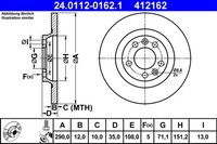 2X Bremsscheibe ATE 24.0112-0162.1 FüR Peugeot CitroËN C5 407 508 607 9U SW RCZ