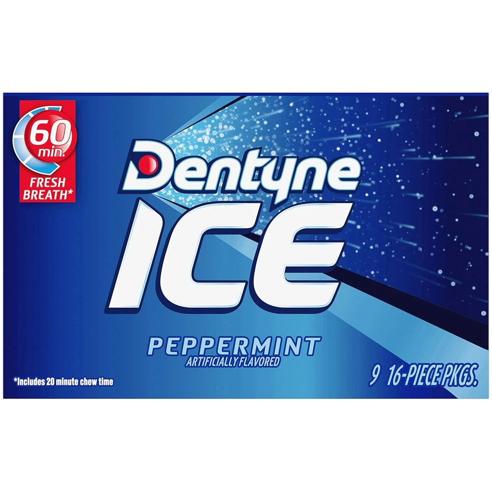 Goma de mascar Dentyne Ice Peppermint sin azúcar 9 paquetes de 16 piezas (144 en total) Foto 2 de 4