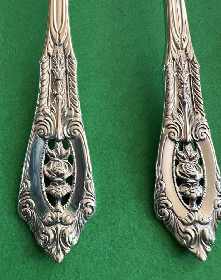 6 WALLACE Rose Point Sterling Silver 6" Teaspoons 5.3 OZ BEAUTIFULLY REFURBISHED - Image 2 of 4