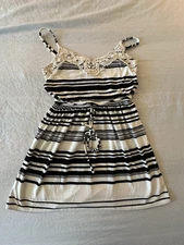 Junior's Speechless Crochet Trim Stripe Knit Dress Size Small