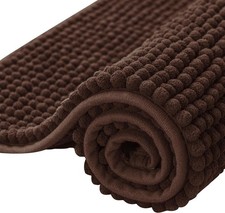 SUBRTEX CHENILLE BATH RUG SOFT SHORT PLUSH BATH RUG, VARIOUS SIZE, CHOCOLATE