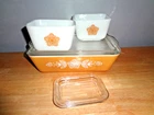 Vintage Pyrex Butterfly Gold 5Pc Refrigerator Dish Set, Smoke & Pet Free