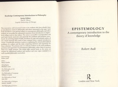 Epistemology Audi, Robert: