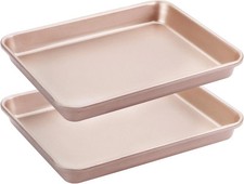 Toaster Oven Pan Nonstick Set of 2 Premium 1/8 Sheet for Baking Small Cookie