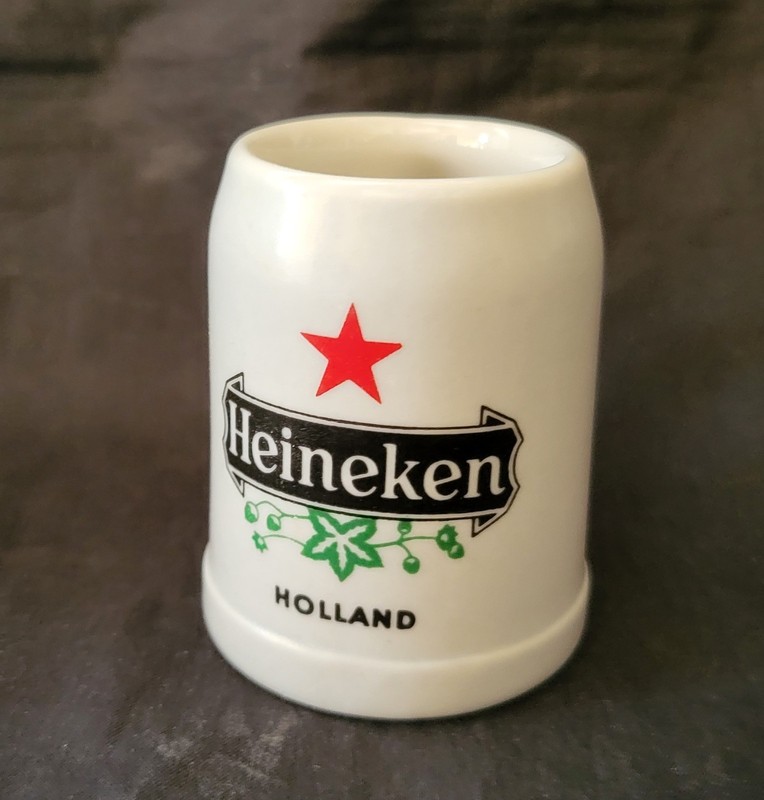 MINIATURE HEINEKEN HOLLAND BEER MUG STEIN WINDMILL STONEWARE