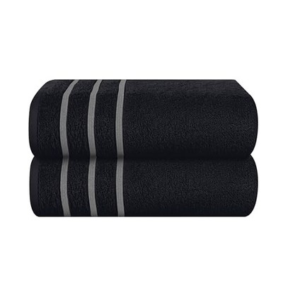  Cotton 2 Pack Oversized Bath Towel Set 28x55 inches, Large 2 Pack Bath Black