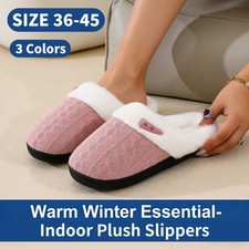 Extra Large Warm Slippers Adults Winter Anti Slip Plush Indoor Home Shoes EU 45