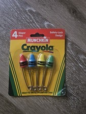 New Set of 4 Vintage 1998 CRAYOLA Munchkin Diaper Pins for Cloth