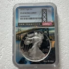 2018-S American Silver Eagle NGC PF69 Ultra Cameo Bay Bridge San Francisco Label