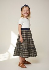 Skirt Girl 5 Midi Checks Multicolor Ruffle Tier Cotton Preppy Mom and Pop's Kids