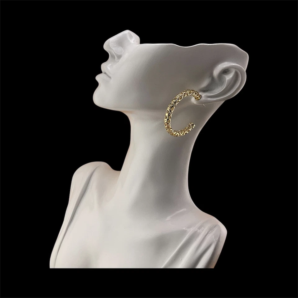 Kendra Scott Maggie 1.5" Hoop Earrings – Gold Filigree (Brand New) - Image 2 of 3