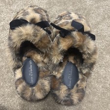 cozy leopard-print faux-fur slippers S 5-6 