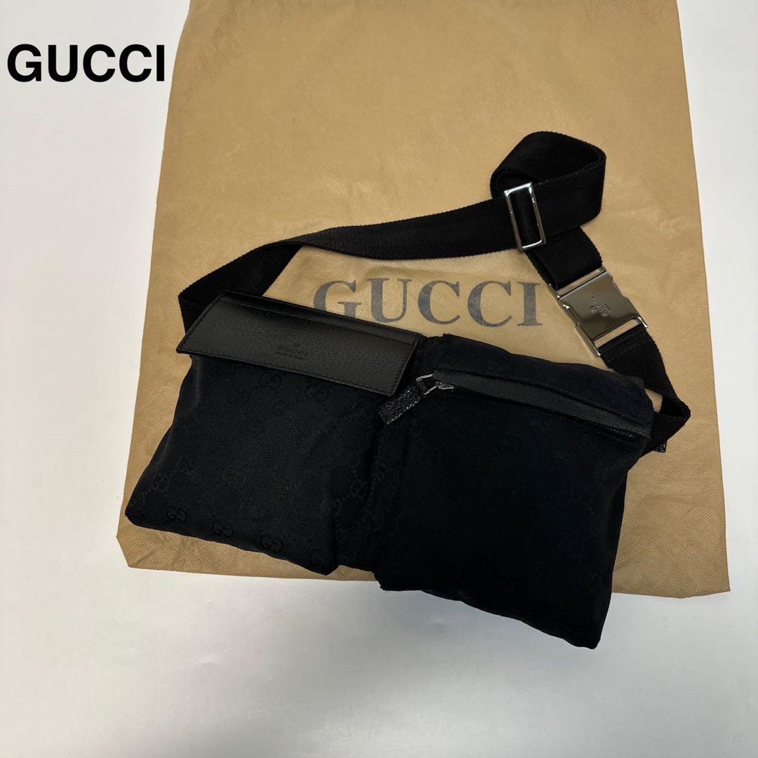 GUCCI GG Supreme Canvas Shoulder Bag Black G05213139 Authentic