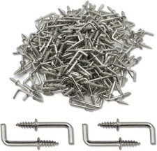 100Pcs 1/2 Inch Mini Right Angle Silver L Shaped Metal Screw Hooks for Hanging J