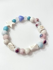 Star pink white bracelet blue leaf adjustable elastic cord beaded boho