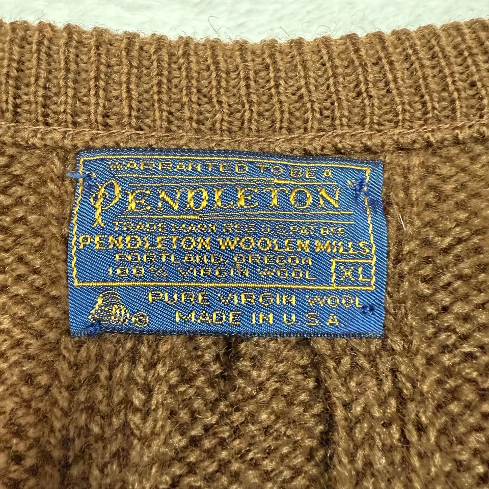Pendleton Sweater Vest Womes XL Brown Cable Knit Pure Virgin Wool Made USA - Image 3 of 4