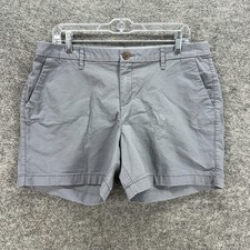 Old Navy Shorts Women 12 Gray High Rise Chino Everyday Short Cotton Pockets
