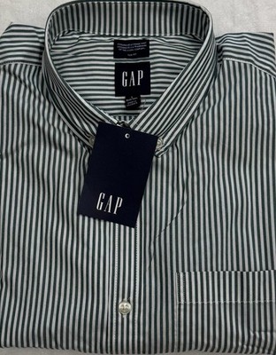 New Gap Men's Long Sleeve Shirt Green Striped Size L Slim Fit Tall $24.50