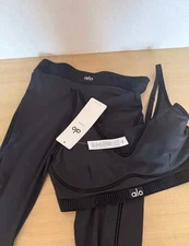 Alo Yoga Airlift Line Up Set Dark Grey And Black Size Small