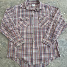 Vintage 70s BIG MAC Plaid Work Shirt L JC Penney 16-16.5