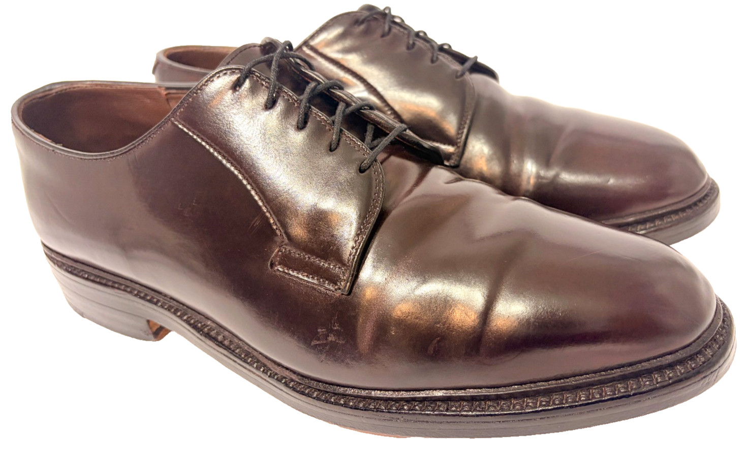 Allen Edmonds LEEDS Men's Shell Cordovan Derby Plain-Toe Brown Oxford USA