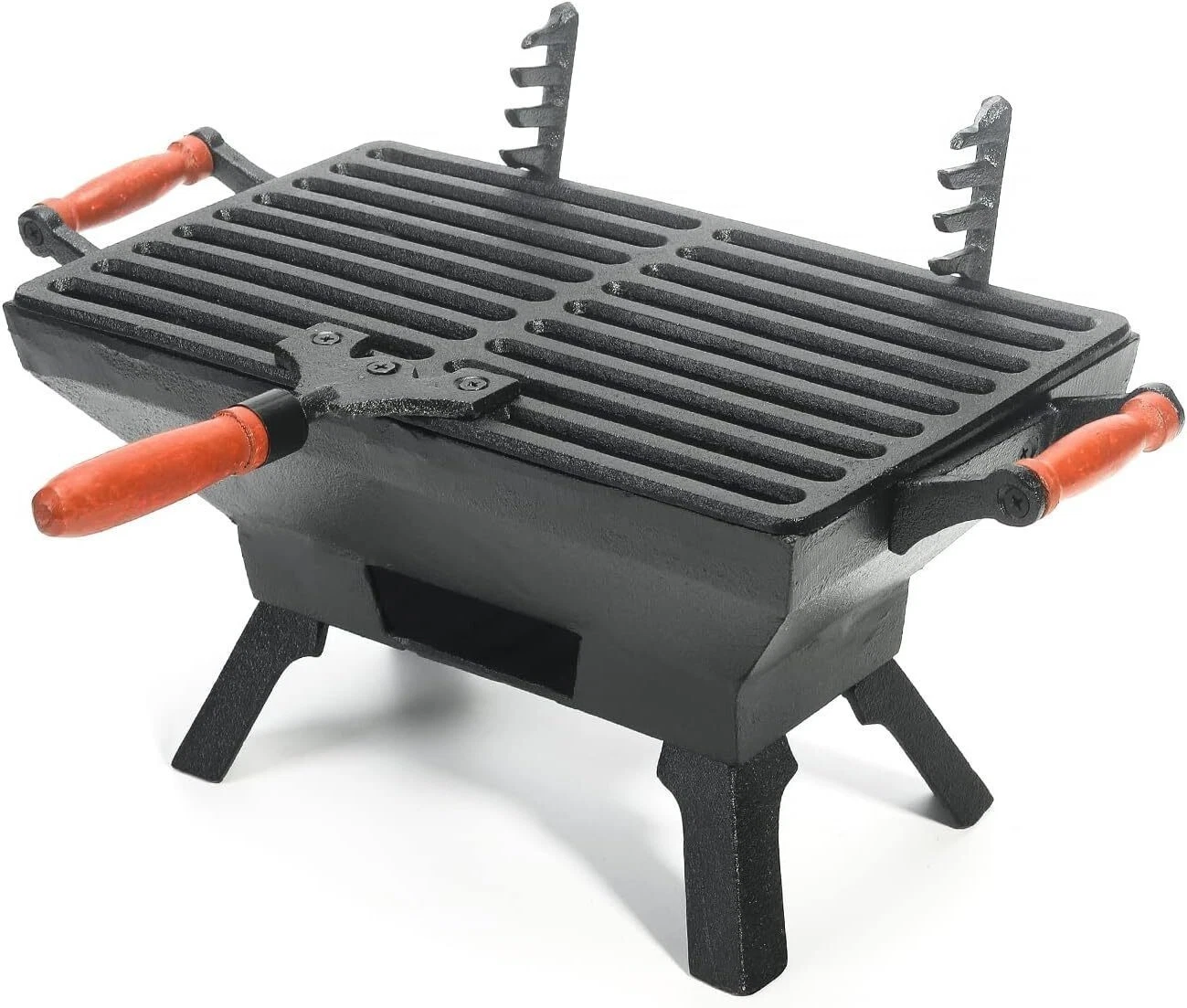 Small Cast Iron Charcoal Grill Stove w/12" x 6.8" Gridiron Tabletop BBQ Grill
